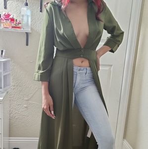 Boohoo Olive green long top